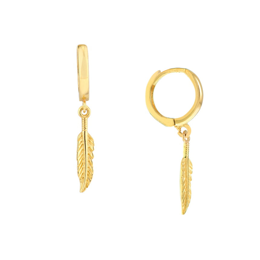 14K Gold Huggie Earrings With Charm - Alexis Jae Jewelry