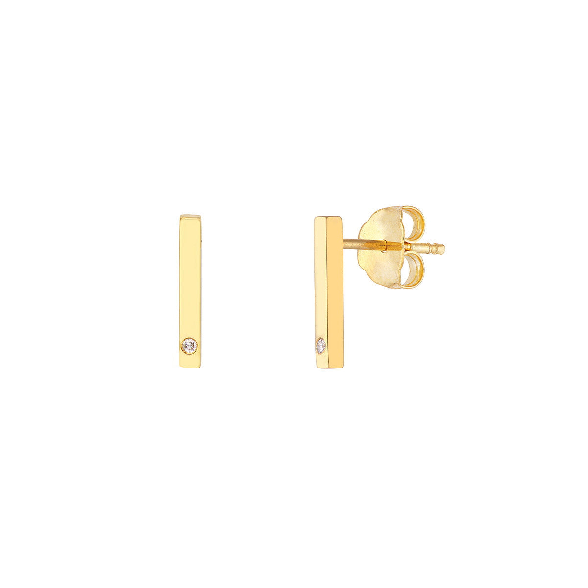 Gold Bar Earrings with Diamonds - Alexis Jae Jewelry