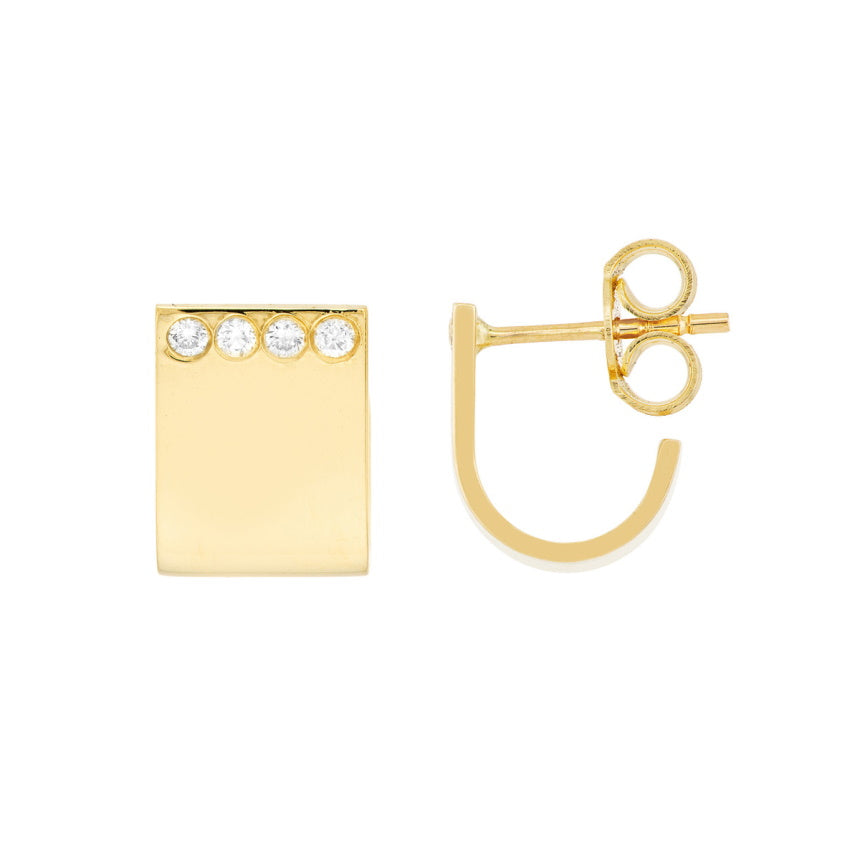 Wide Diamond Huggie Earrings - Alexis Jae Jewelry