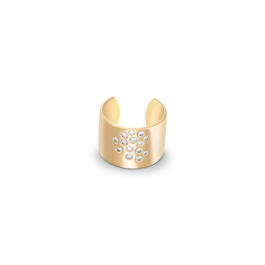Wide Gold Band With Diamonds - Alexis Jae Jewelry