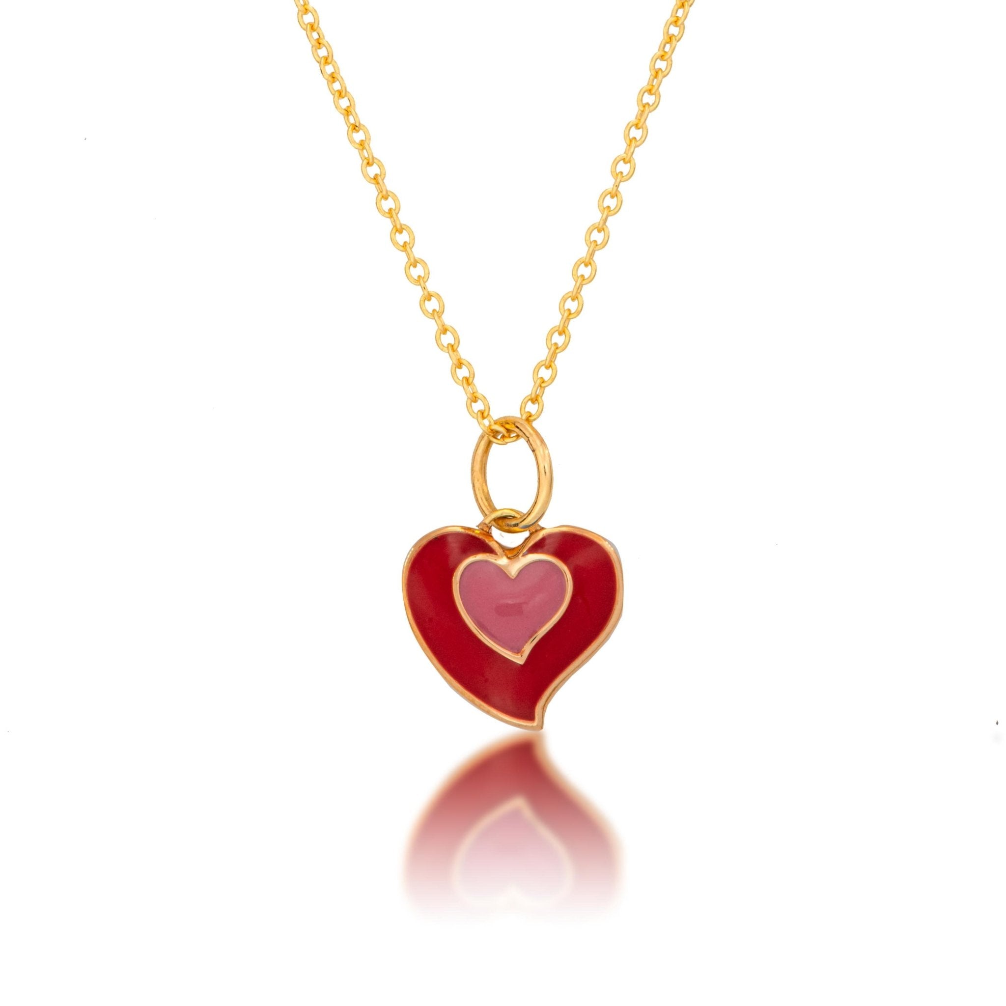 Red Enamel Heart Necklace - Alexis Jae Jewelry