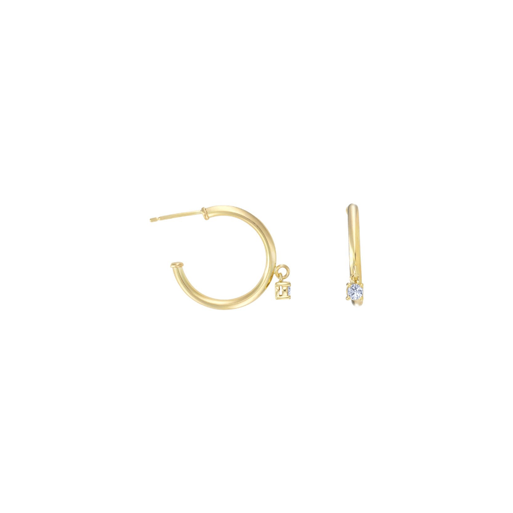 Hoop Earrings with Diamond Drop - Alexis Jae Jewelry
