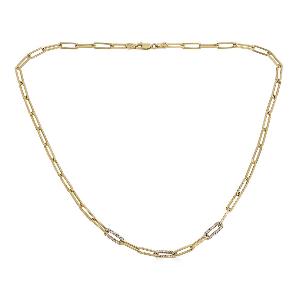 14K Gold Paperclip Chain Necklace with Diamond Links - Alexis Jae