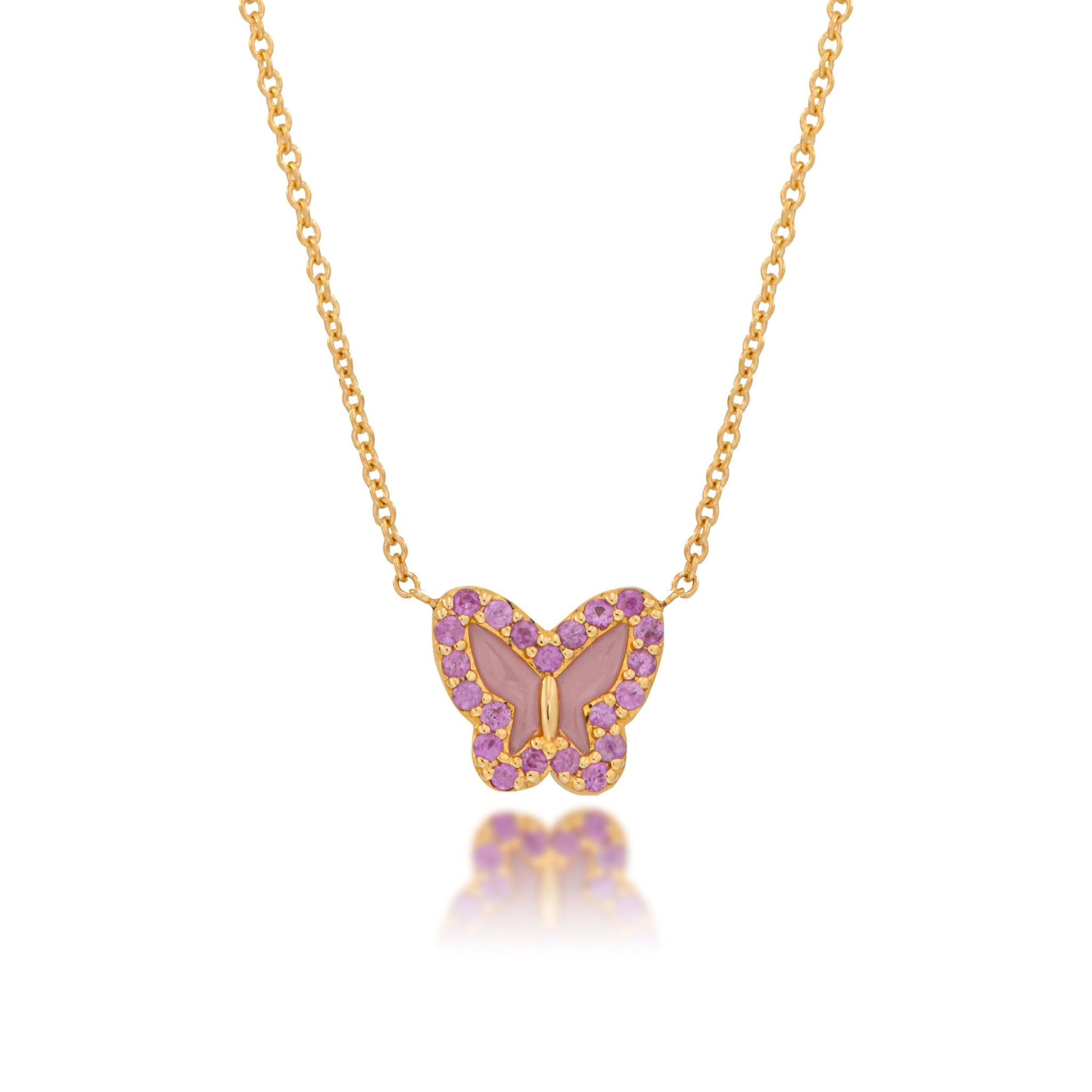 Pink Sapphire Butterfly Necklace - Alexis Jae Jewelry