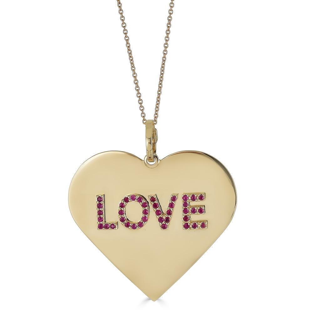 Gold Heart Necklace With Rubies - Alexis Jae Jewelry