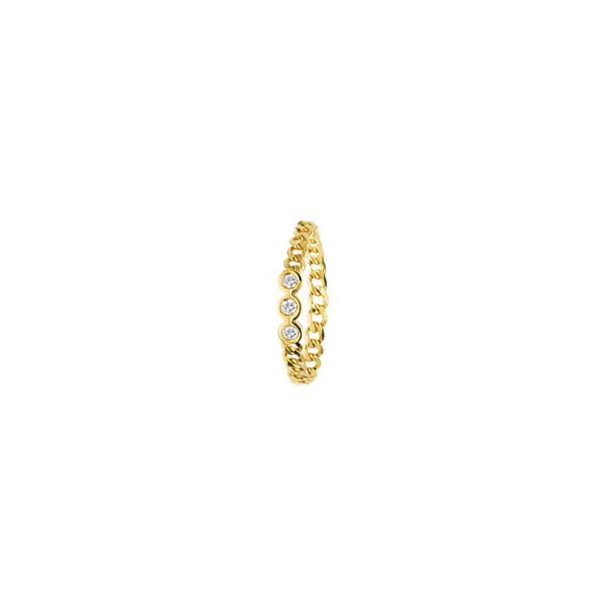 Chain Link Ring with Diamonds - Alexis Jae Jewelry