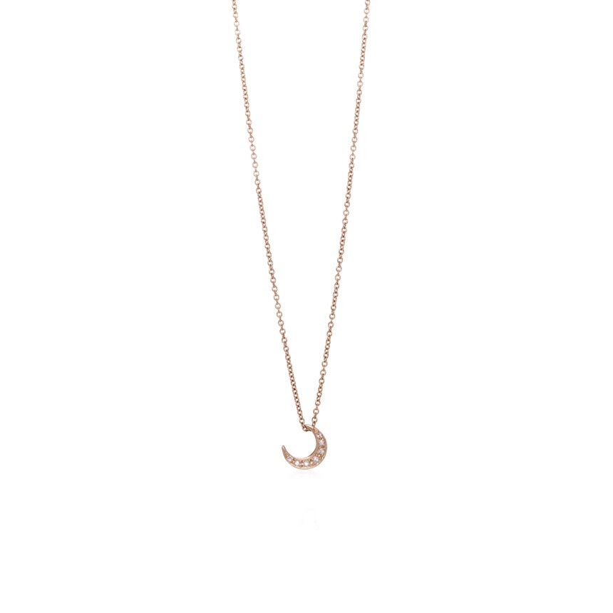 Crescent Moon Necklace Gold With Diamonds - Alexis Jae Jewerly