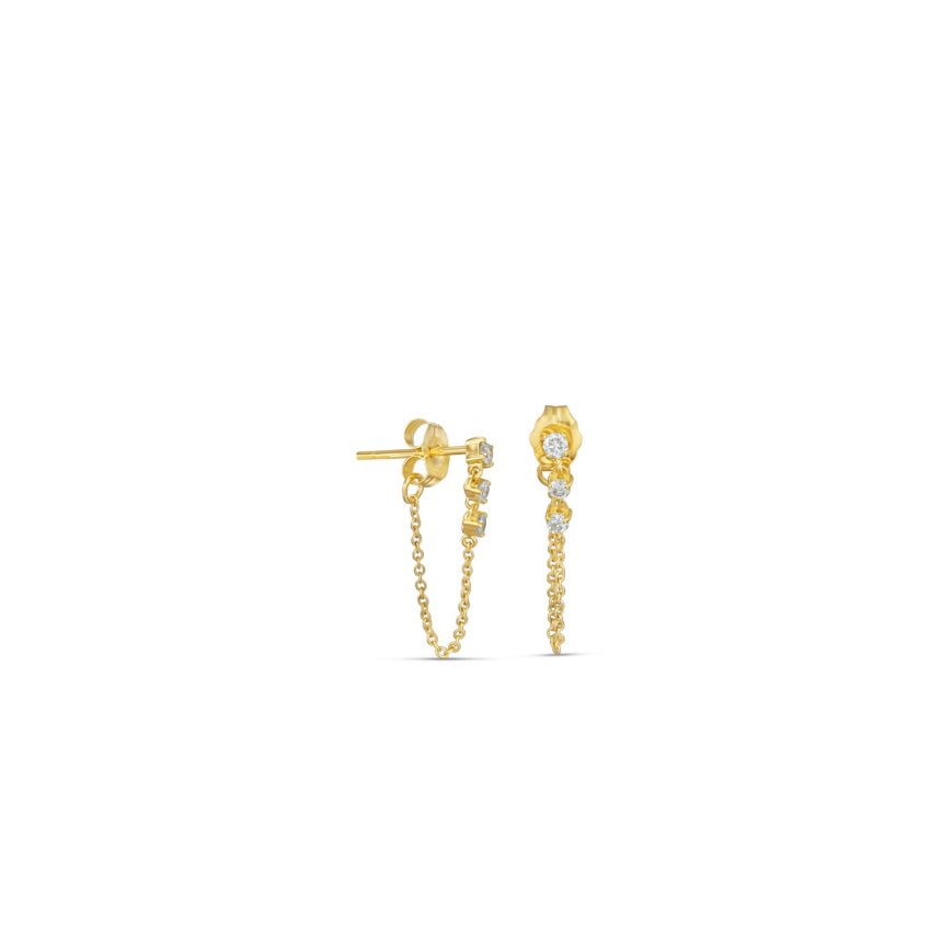 Diamond Drop Chain Earrings - Alexis Jae Jewelry
