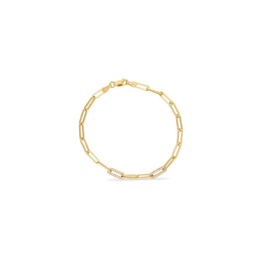 Gold Paperclip Bracelet With Diamonds - Alexis Jae Jewelry
