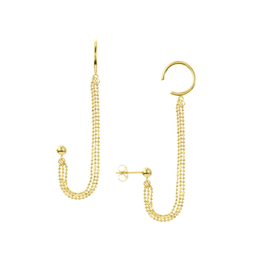 14K Gold Ear Cuff With Chain - Alexis Jae Jewelry