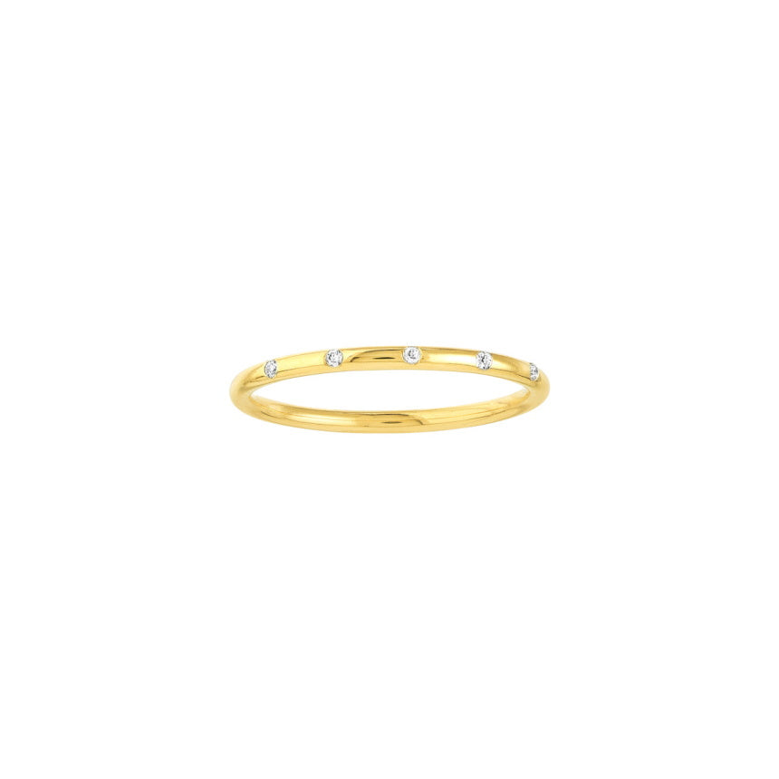 14K Gold Ring With Small Diamonds - Alexis Jae Jewelry 