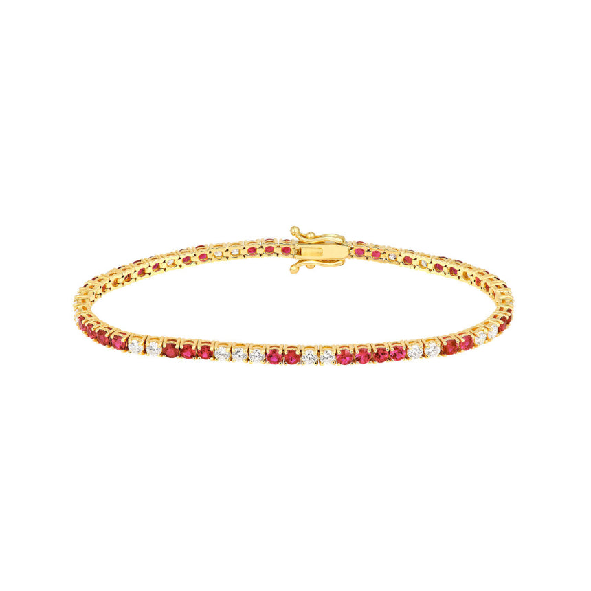 14K Gold Ruby and Diamond Tennis Bracelet - Alexis Jae Jewelry