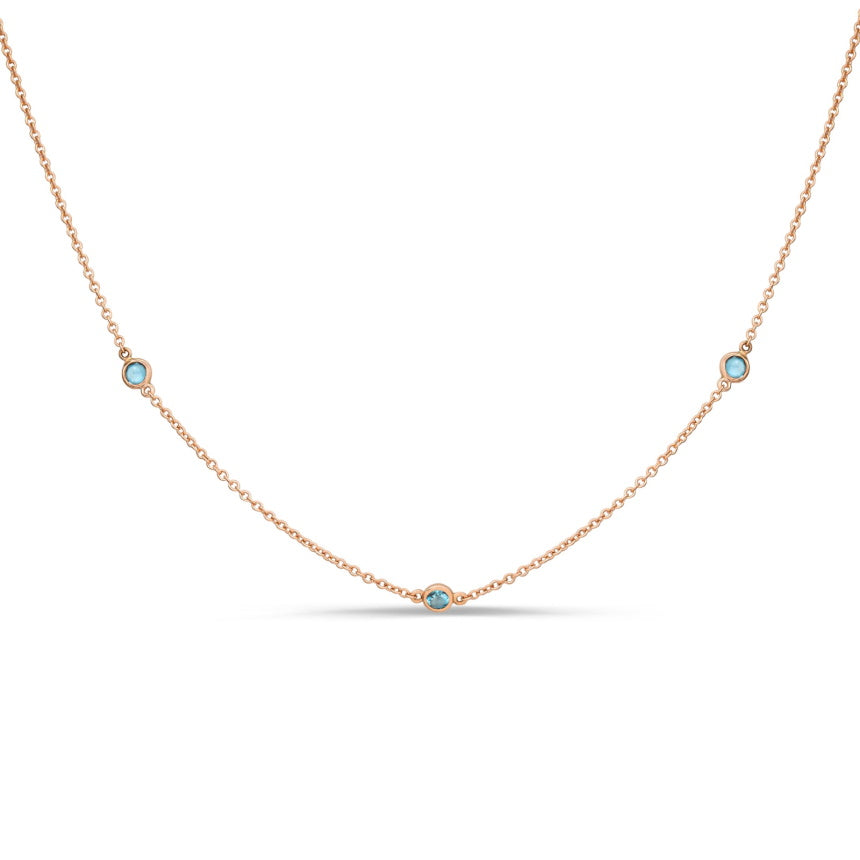 Aquamarine Station Necklace - Alexis Jae Jewelry