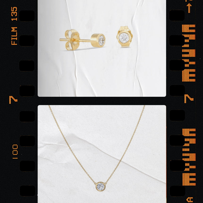 Bezel Set Diamond Studs - Alexis Jae Jewelry