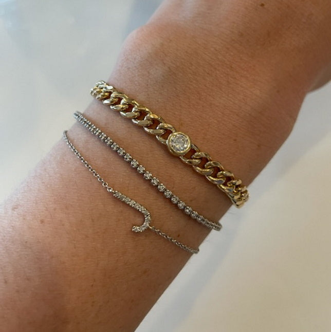 Cuban Chain Bracelet With Diamonds - Alexis Jae Jewelry