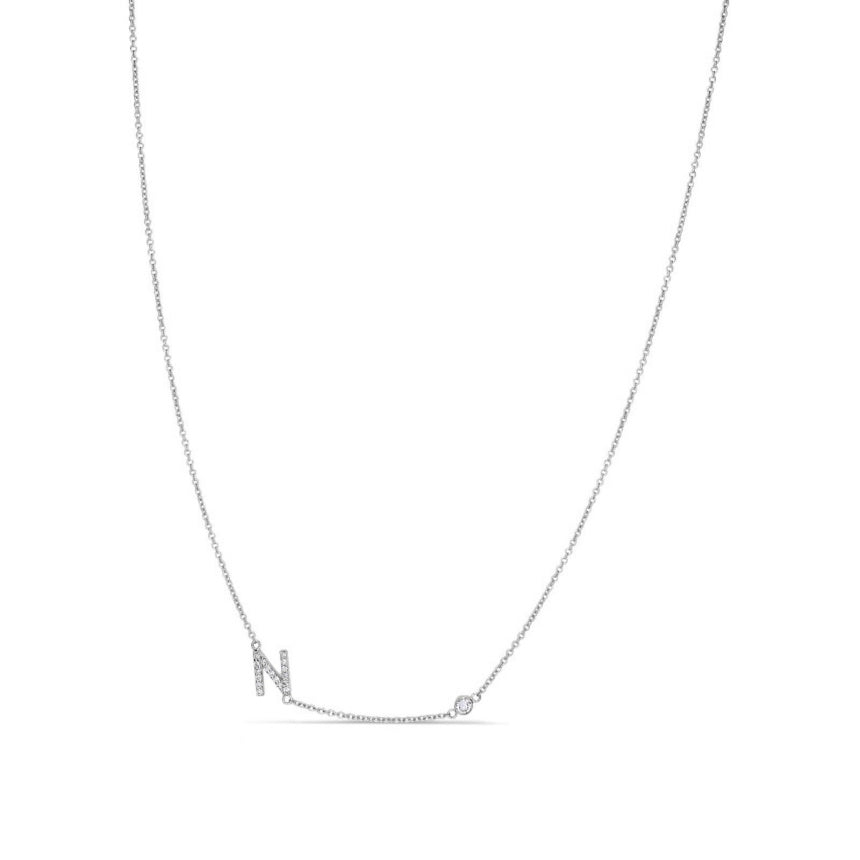 Diamond N Initial Necklace - Alexis Jae Jewelry