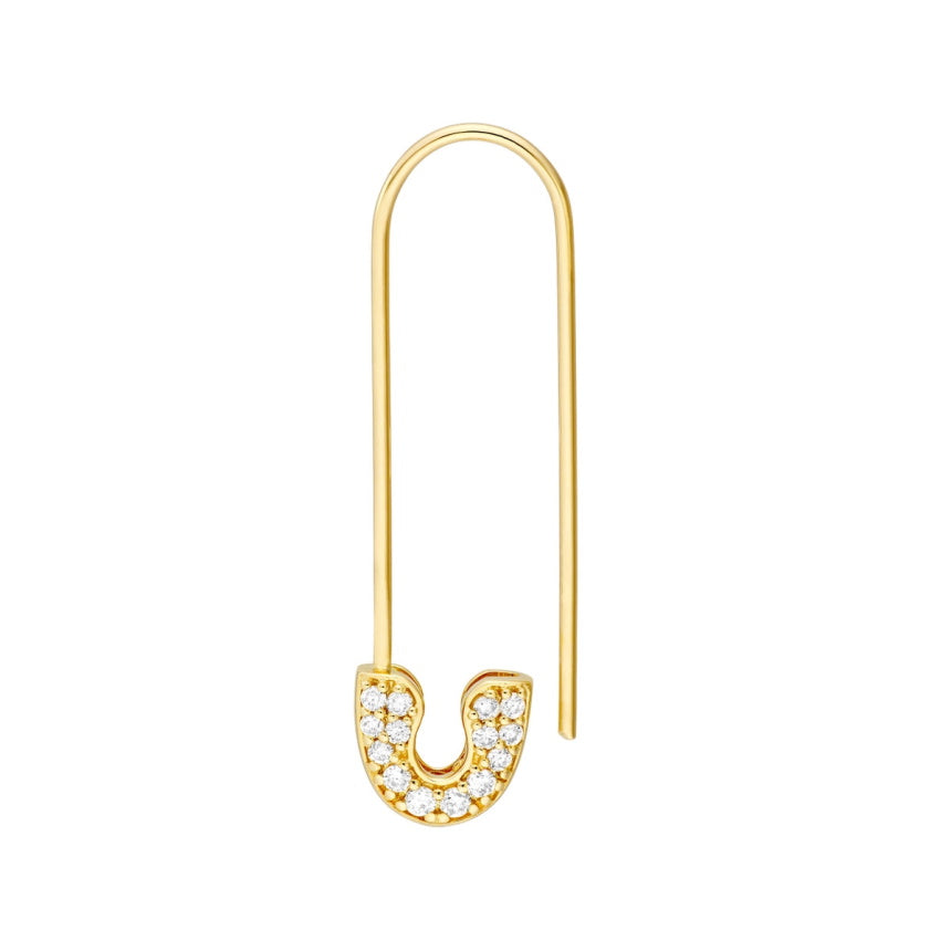 Diamond Safety Pin Earrings - Alexis Jae Jewelry