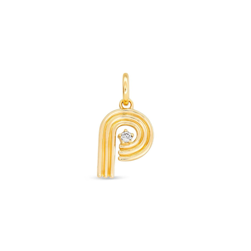 Fluted Initial Charm - Alexis Jae Jewelry