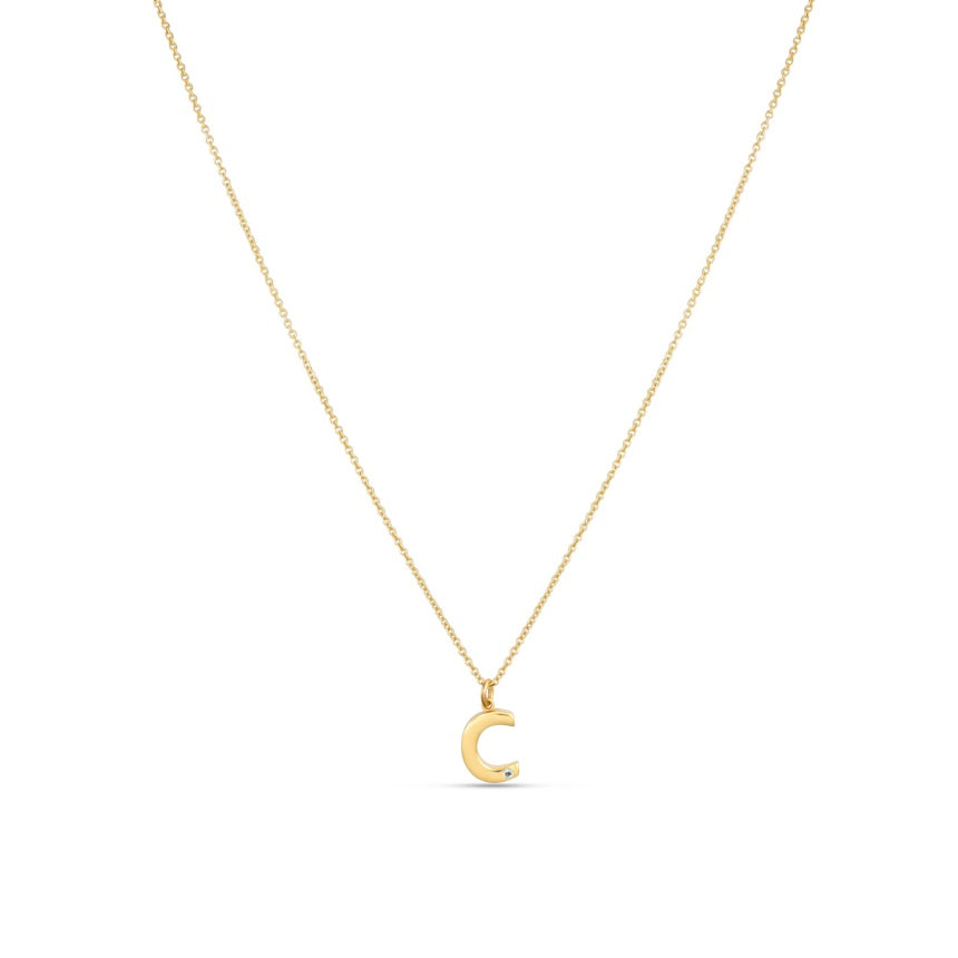 Gold Initial Necklace With Birthstone - Alexis Jae Jewelry