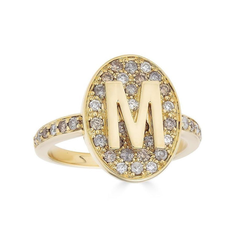 Gold Initial Ring With Diamonds - Alexis Jae Jewelry