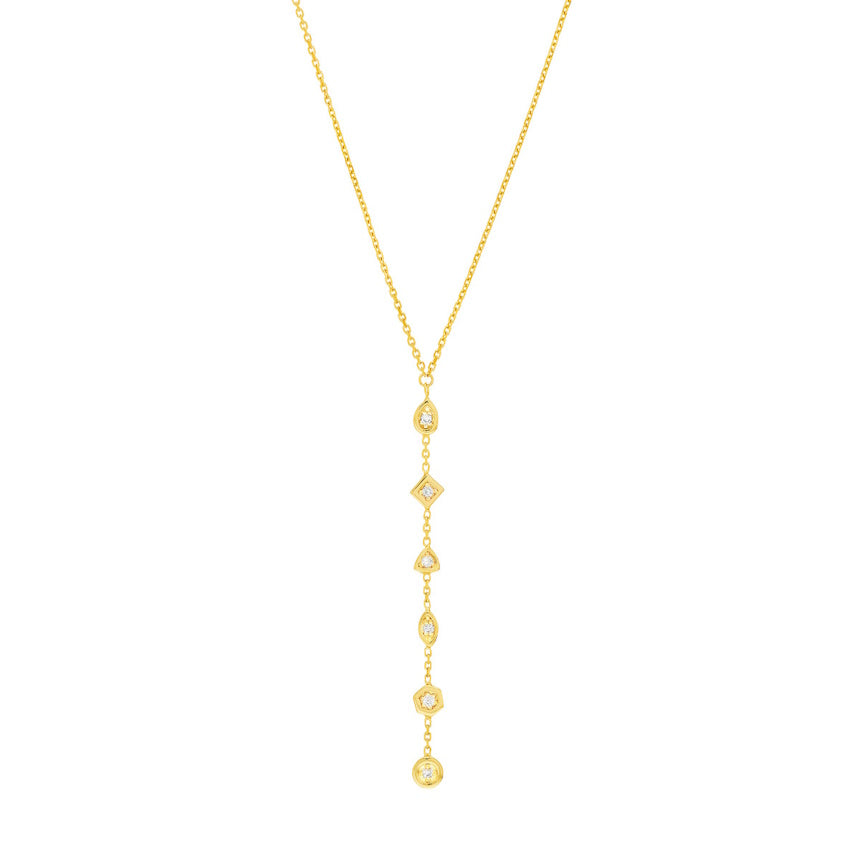 Gold Lariat Necklace With Diamonds - Alexis Jae Jewelry 