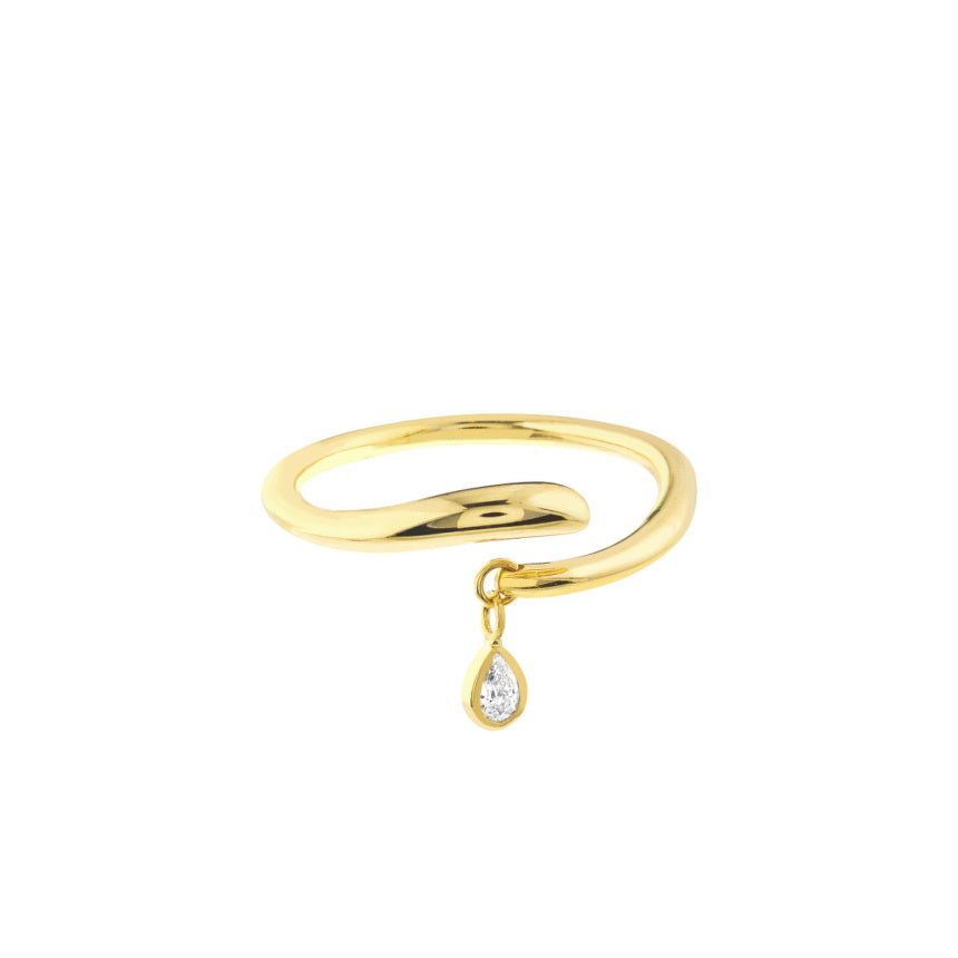 Gold Ring with Dangle Charm - Alexis Jae Jewelry