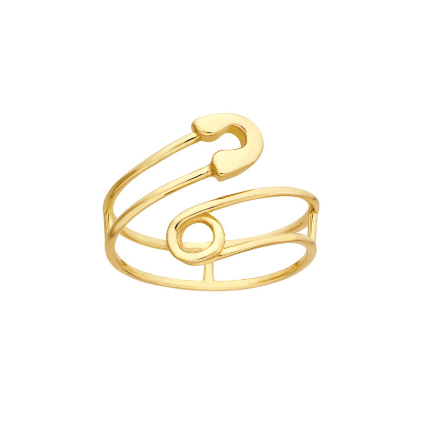 Gold Safety Pin Ring - Alexis Jae Jewelry