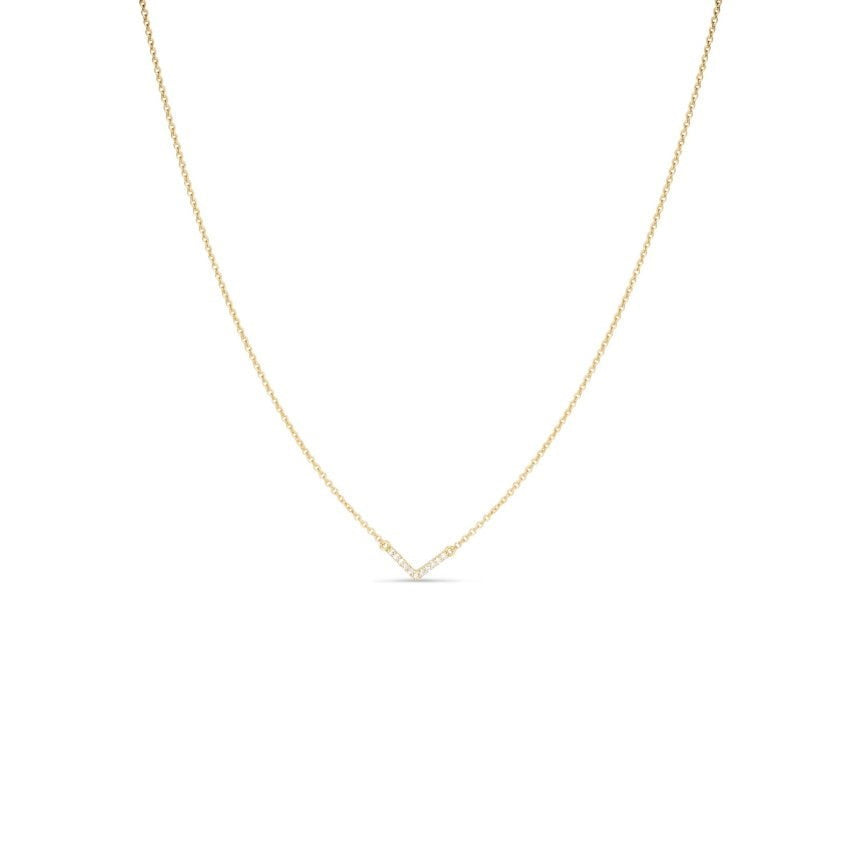 Gold V Shaped Diamond Necklace - Alexis Jae Jewelry