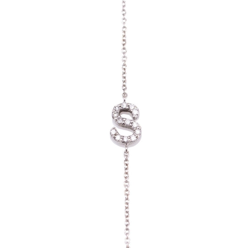 Initial Bracelet White Gold - Alexis Jae Jewelry