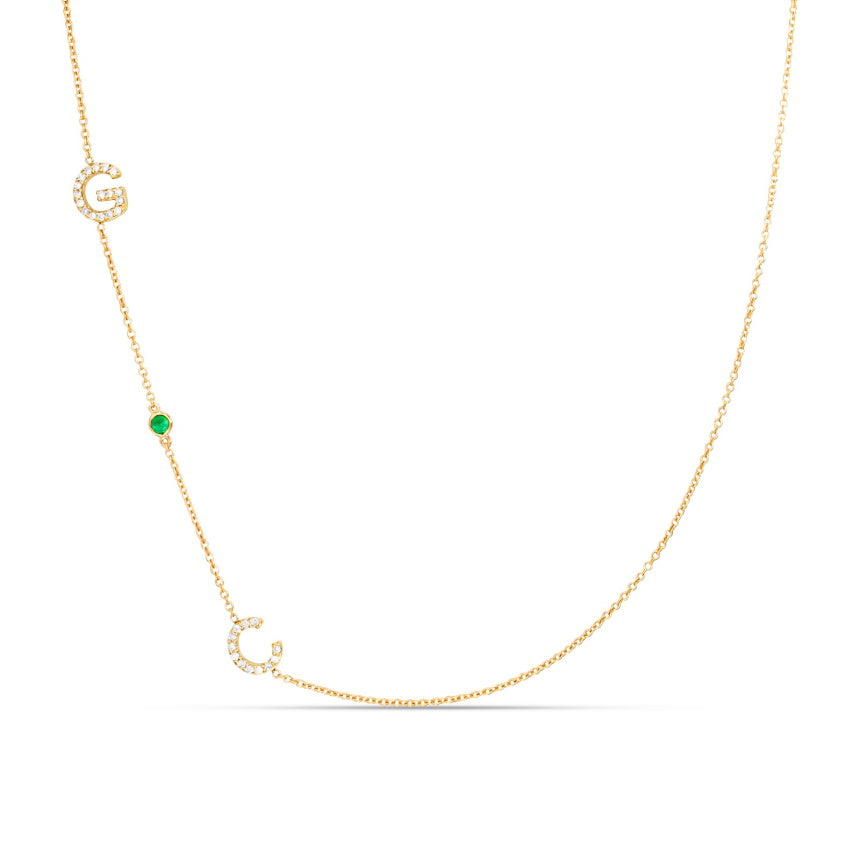 Initial Necklace With Gemstone - Alexis Jae Jewelry