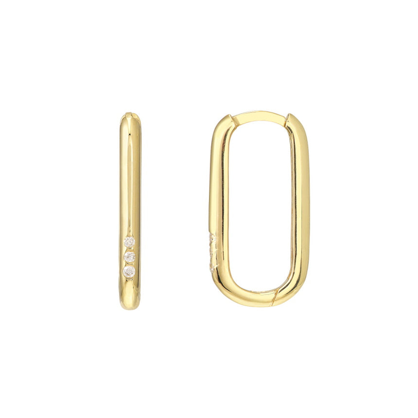Oval Hoop Earrings With Diamonds - Alexis Jae Jewelry