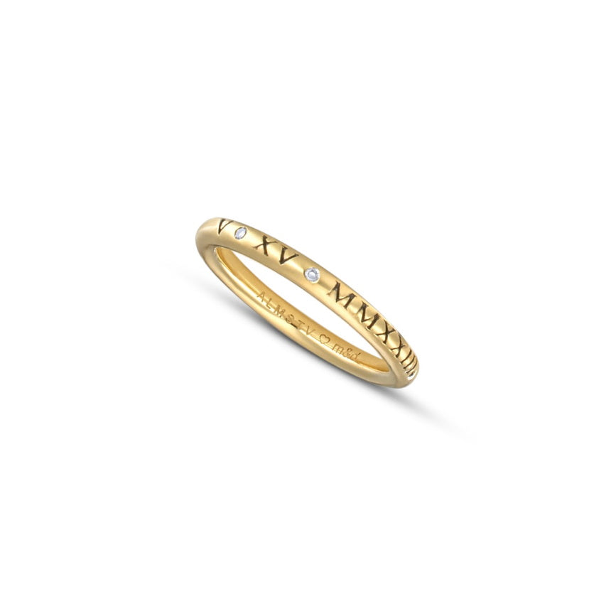 Roman Numeral Ring With Diamonds - Alexis Jae Jewelry