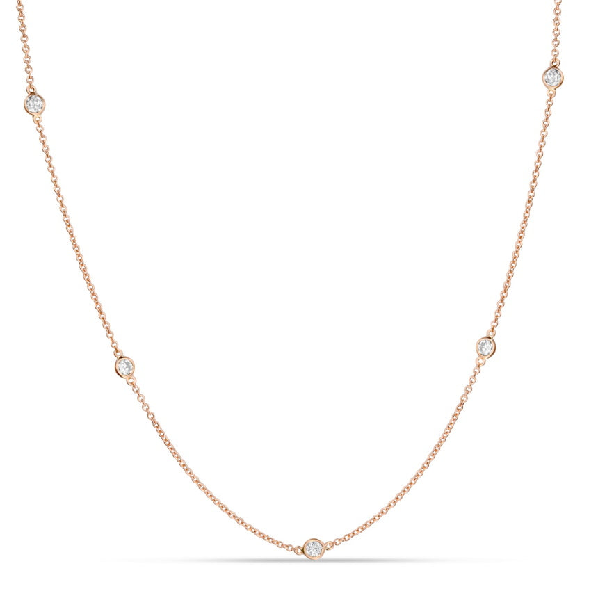 Rose Gold Diamond Station Necklace - Alexis Jae Jewelry