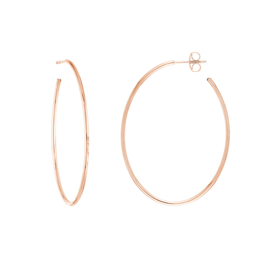 Rose Gold Oval Hoops - Alexis Jae Jewelry