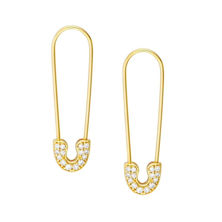 Safety Pin Diamond Earrings - Alexis Jae Jewelry