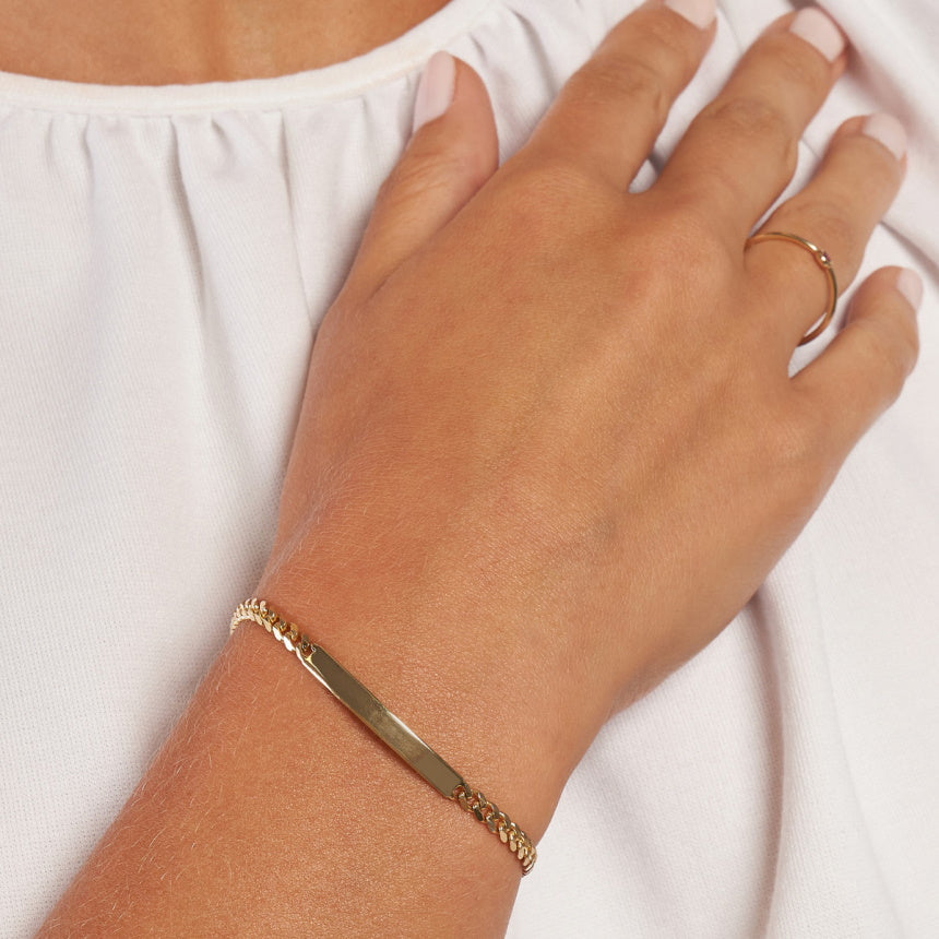 Solid Gold Engraved Bracelet - Alexis Jae Jewelry