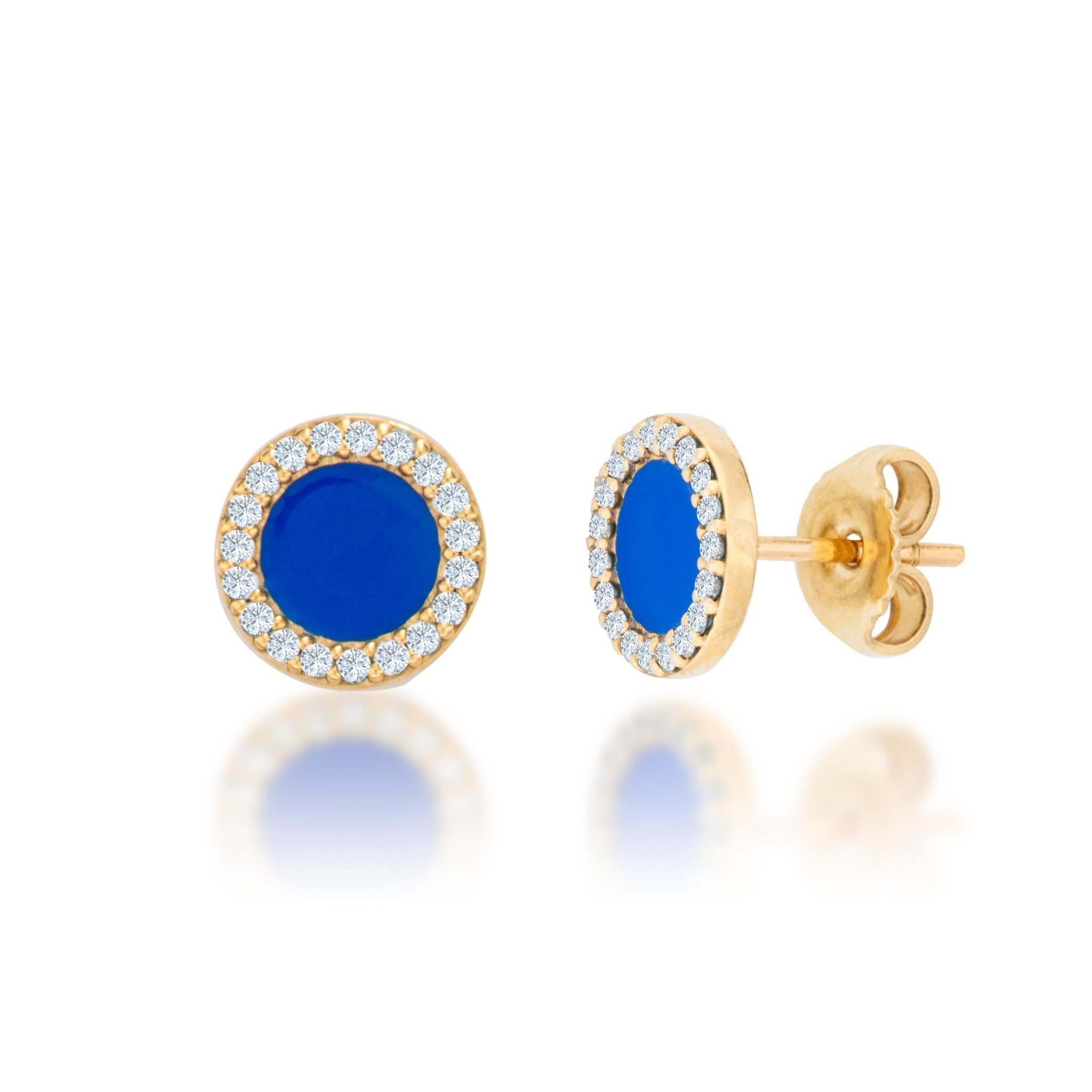 Blue Diamond Halo Earrings - Alexis Jae Jewelry