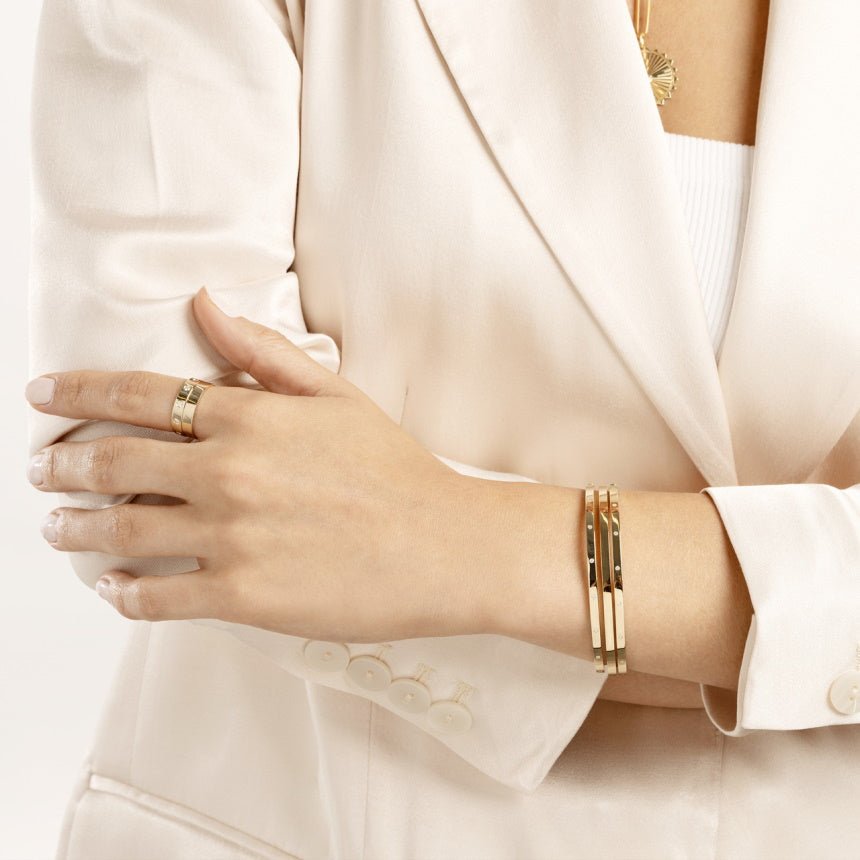 14k Gold Bangle Bracelet with Diamonds - Alexis Jae Jewelry