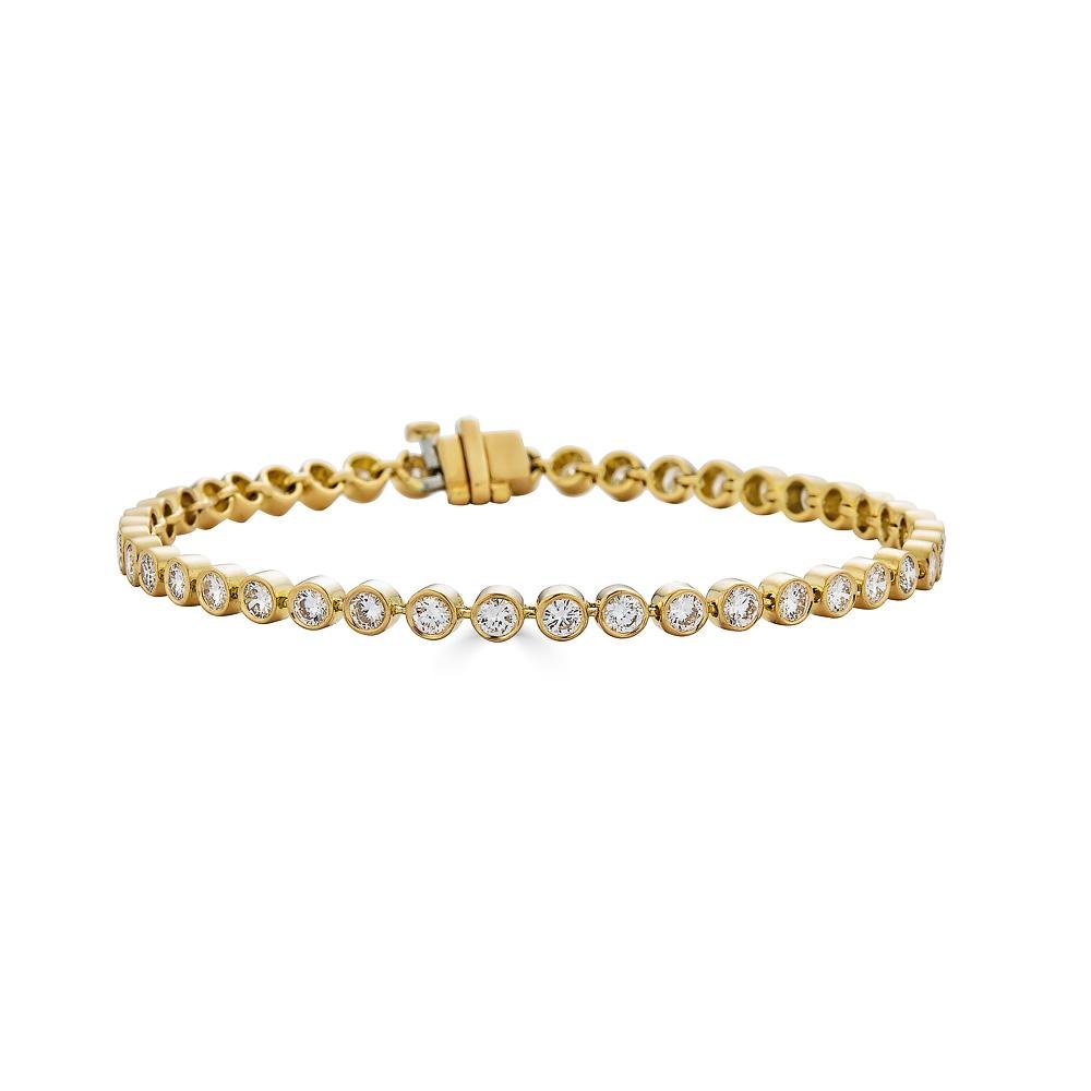 14K Gold Bezel Set Diamond Tennis Bracelet - Alexis Jae