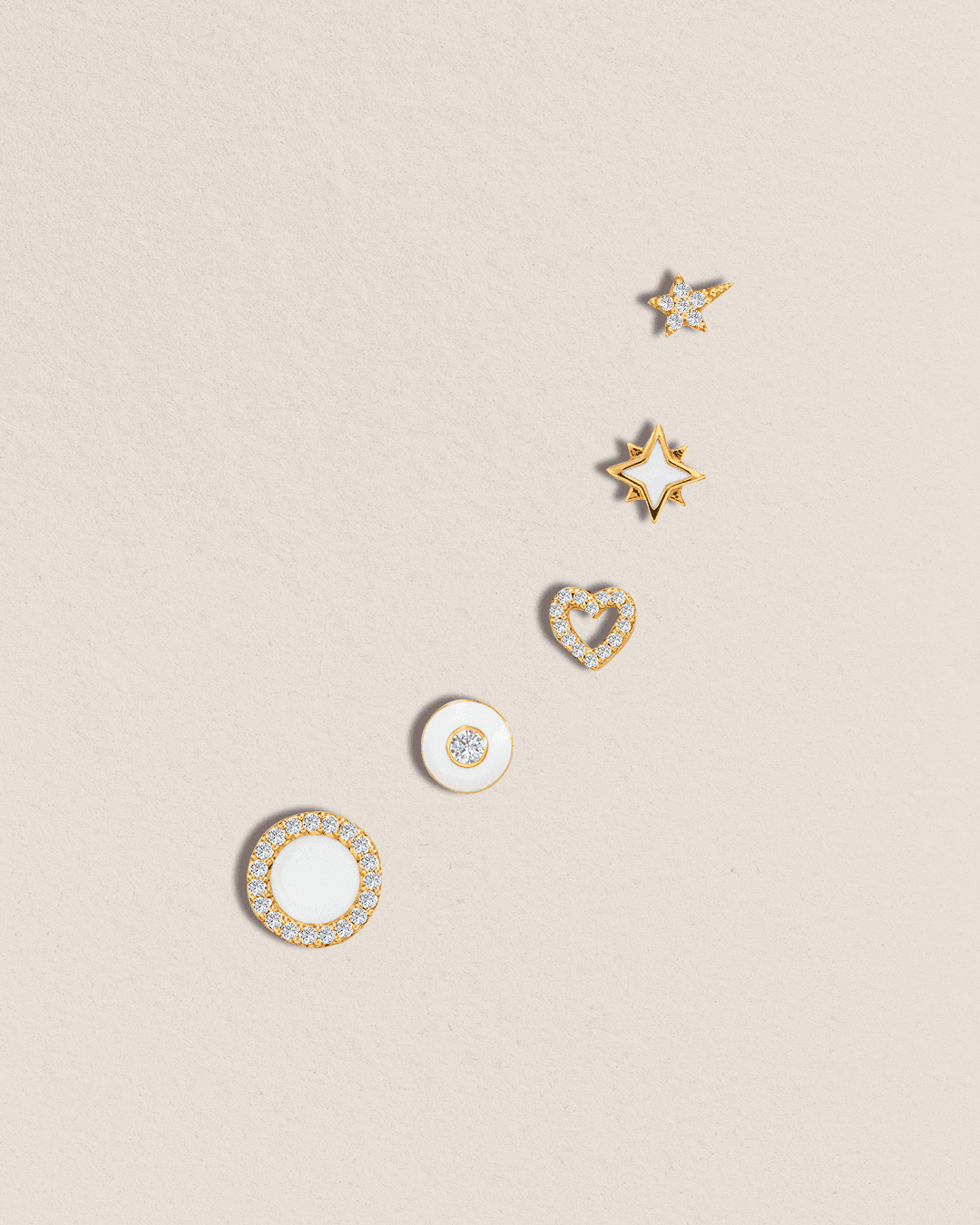 14K Gold Diamond and White Enamel Earrings - Alexis Jae