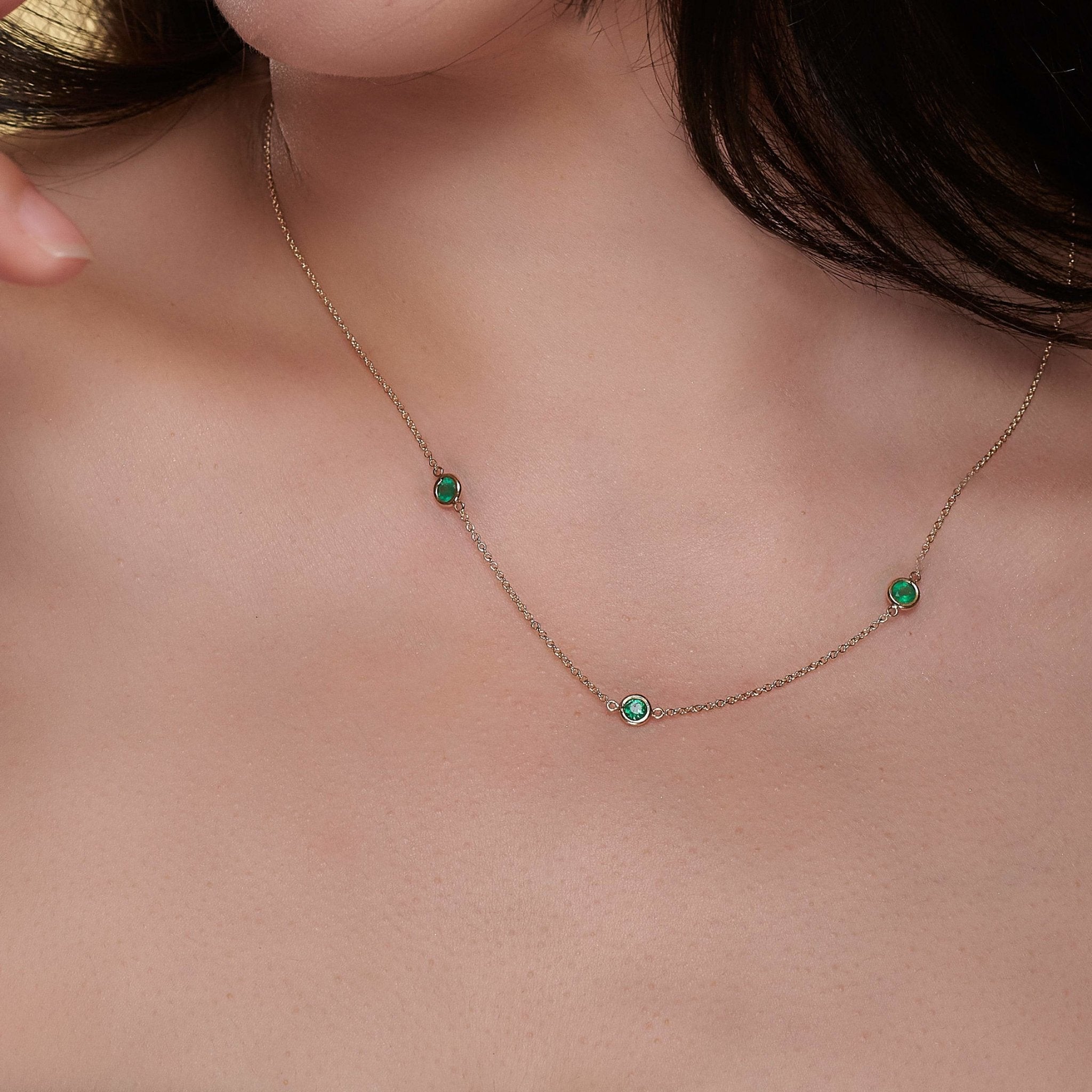 Gold Emerald Station Necklace - Alexis Jae Jewelry