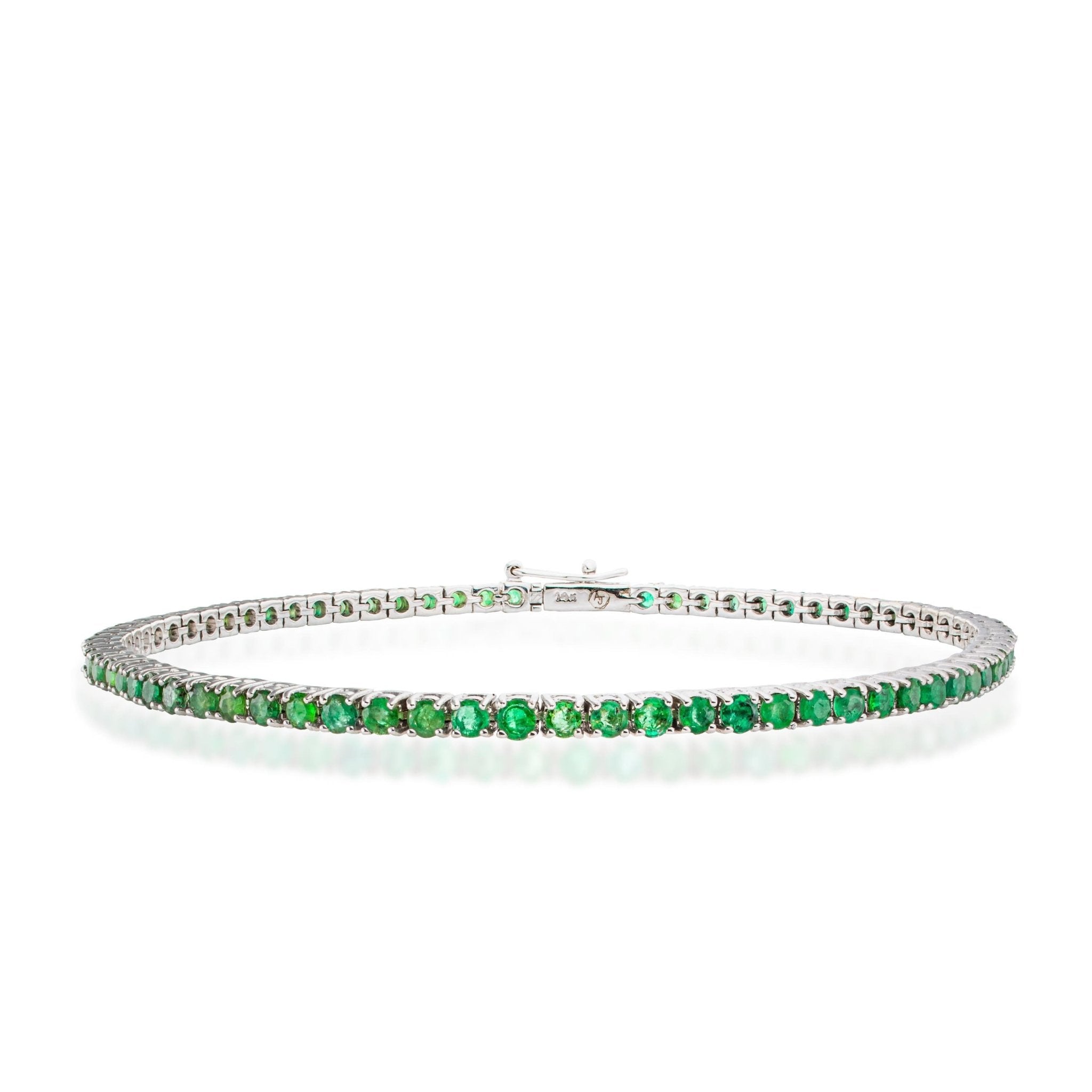 Emerald Tennis Bracelet White Gold - Alexis Jae Jewelry
