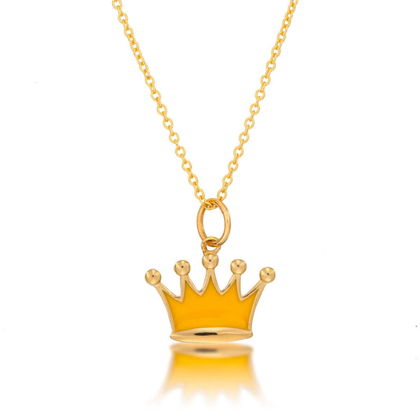 ミュージシャン CROWN NECKLACE GOLD King Crown Gold Plated Pendant & Iced Cubic Zirconia Chain