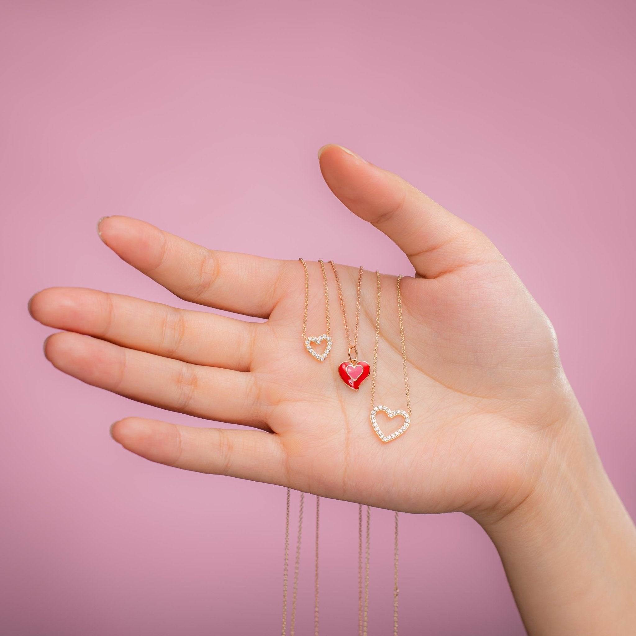 Red Enamel Heart Pendant - Alexis Jae Jewelry