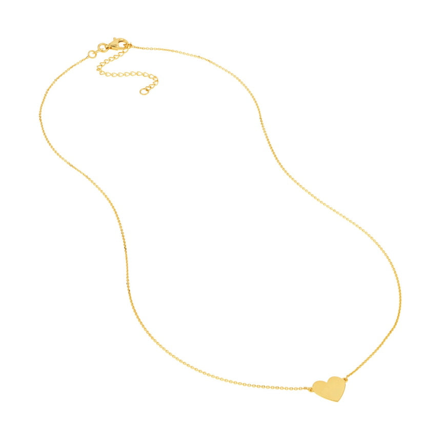 14K Gold Flat Heart Necklace - Alexis Jae Jewelry 