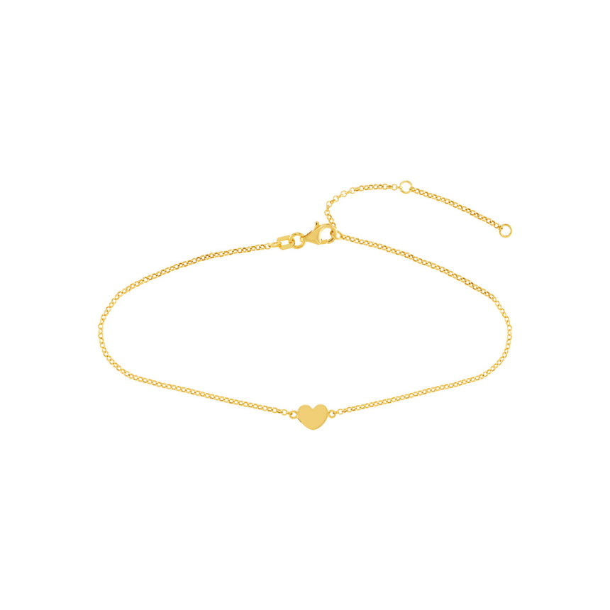 14k Gold Heart Ankle Bracelet - Alexis Jae Jewelry