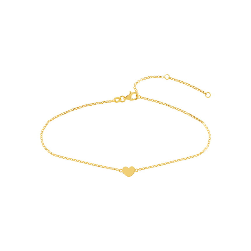 14K Gold Heart Ankle Bracelet