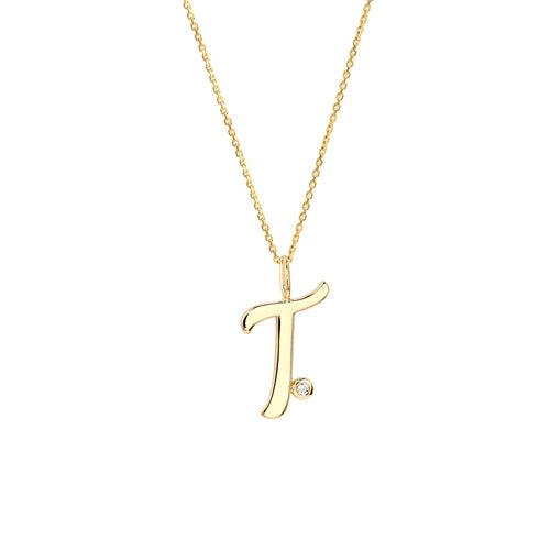 14K Gold Initial Necklace with Diamond - Alexis Jae