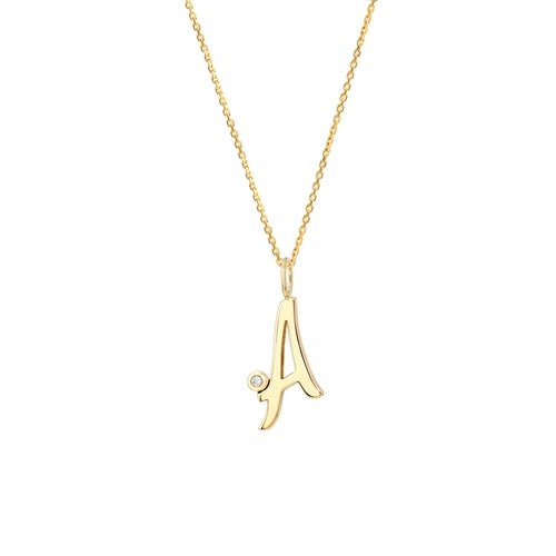 14K Gold Initial Necklace with Diamond - Alexis Jae