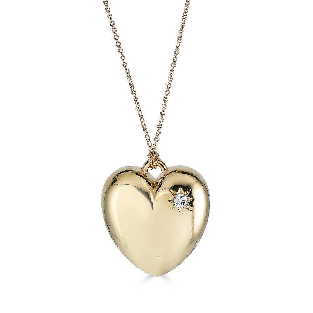 Gold Puff Heart Necklace - Alexis Jae Jewelry